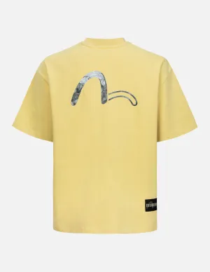 SPRING/ SUMMER COLLECTION 2025 Calligraphy Shadow Logo Embroidery and Seagull Print Loose Fit T-shirt