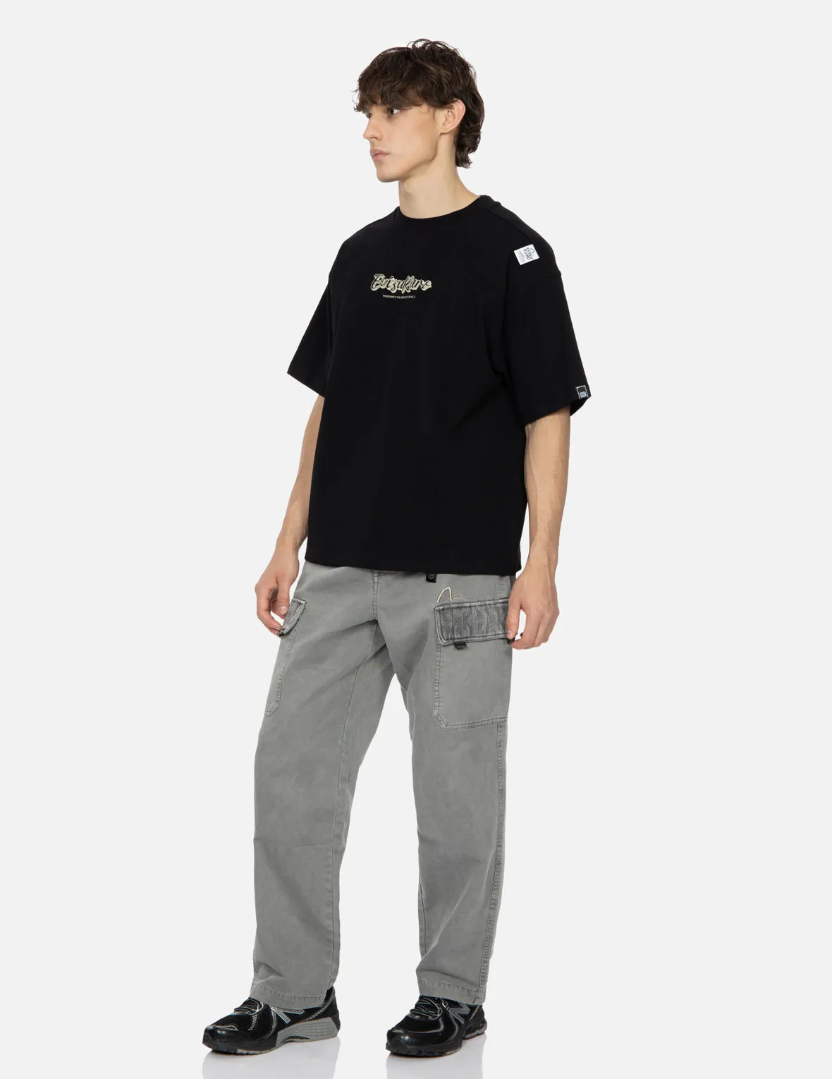SPRING/ SUMMER COLLECTION 2025 Calligraphy Shadow Logo Embroidery and Seagull Print Loose Fit T-shirt