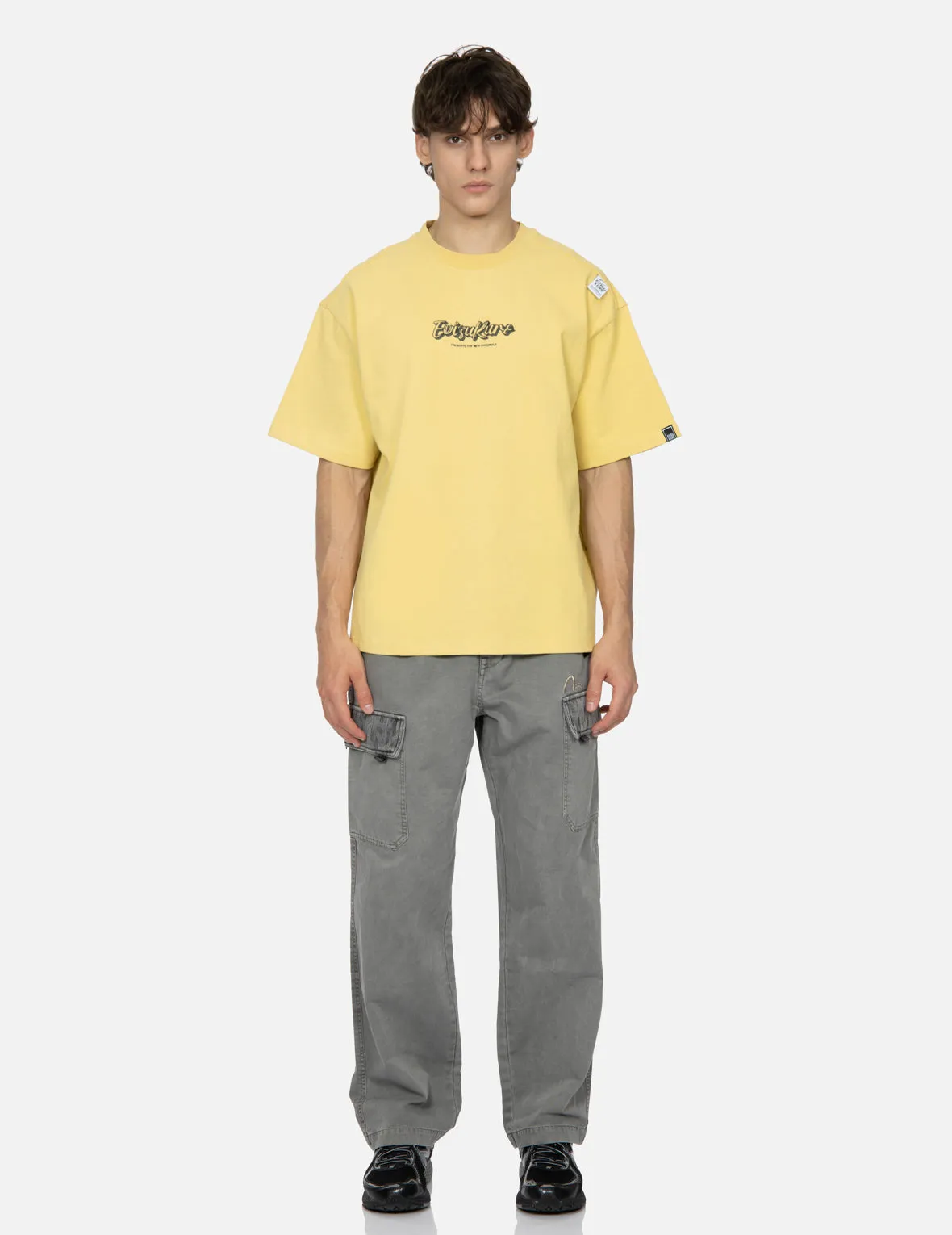 SPRING/ SUMMER COLLECTION 2025 Calligraphy Shadow Logo Embroidery and Seagull Print Loose Fit T-shirt
