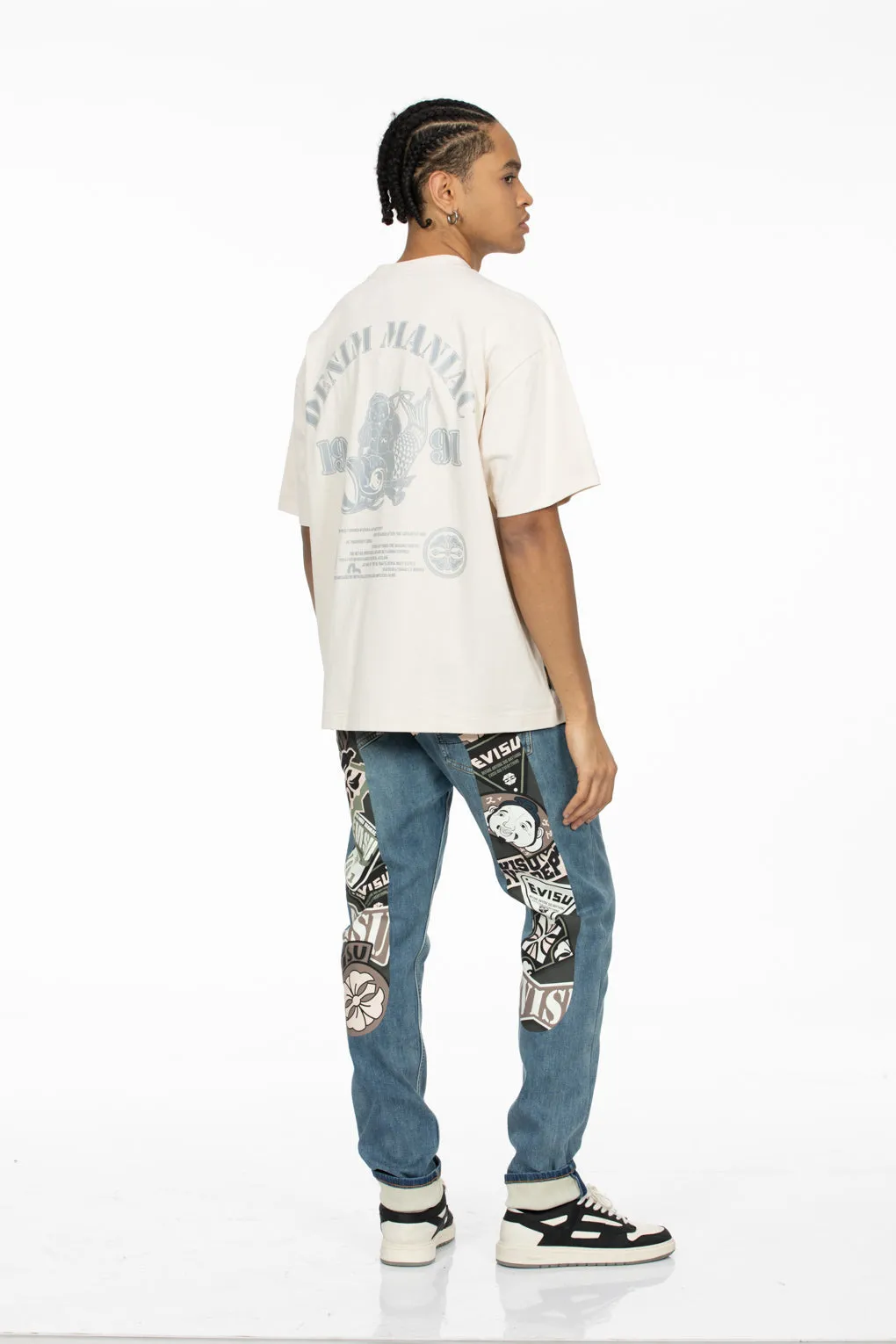 SPRING/ SUMMER COLLECTION 2025 Fortune God Reflective Heat Transfer Print Loose Fit T-shirt