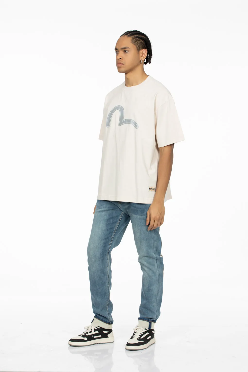 SPRING/ SUMMER COLLECTION 2025 Fortune God Reflective Heat Transfer Print Loose Fit T-shirt