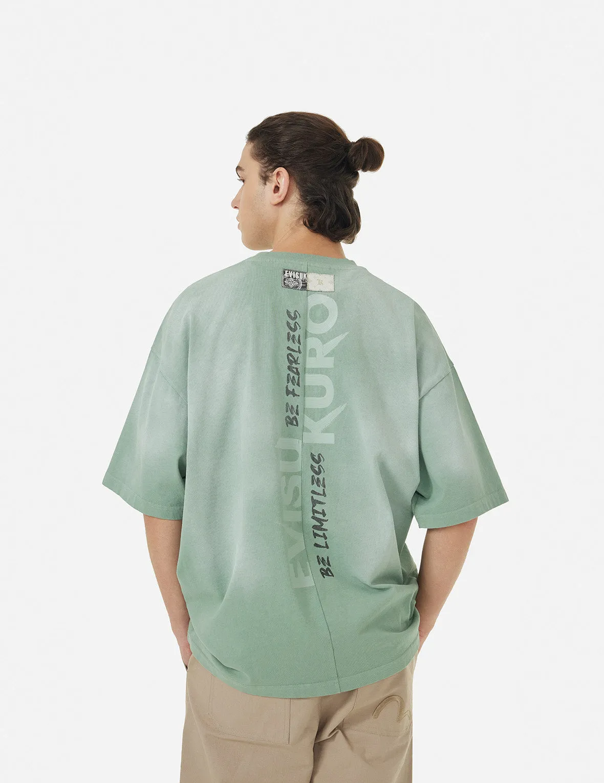 SPRING/ SUMMER COLLECTION 2025 Garment Dyed Calligraphy Logo Print Oversized T-shirt