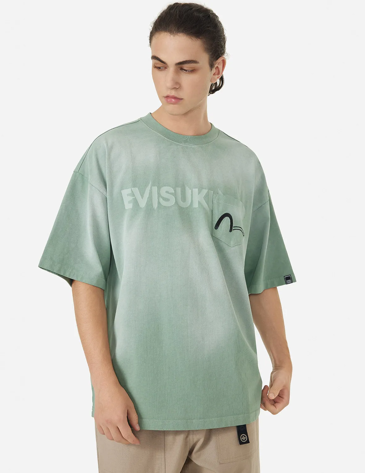 SPRING/ SUMMER COLLECTION 2025 Garment Dyed Calligraphy Logo Print Oversized T-shirt