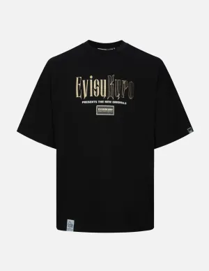 SPRING/ SUMMER COLLECTION 2025 Gold Foil Calligraphy Logo Print Oversized T-shirt