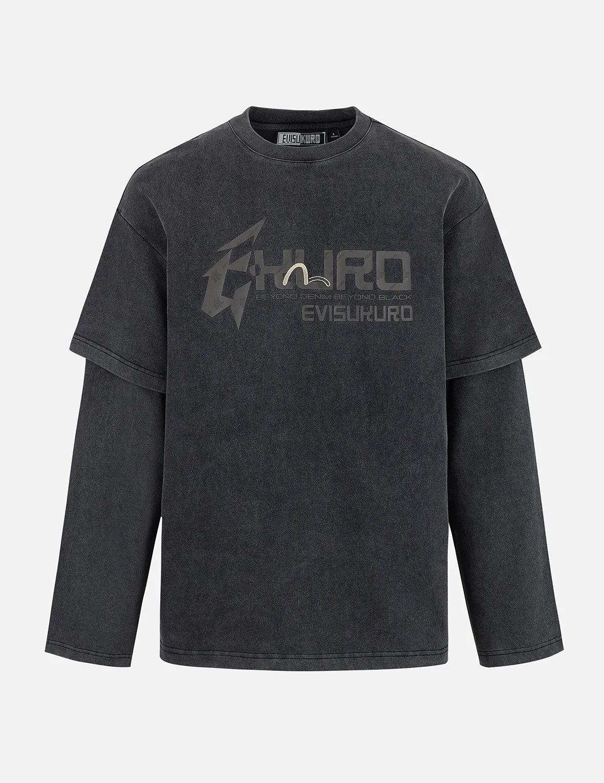 SPRING/ SUMMER COLLECTION 2025 Heavy Washed Regular Fit 2-in-1 Long-Sleeve T-Shirt