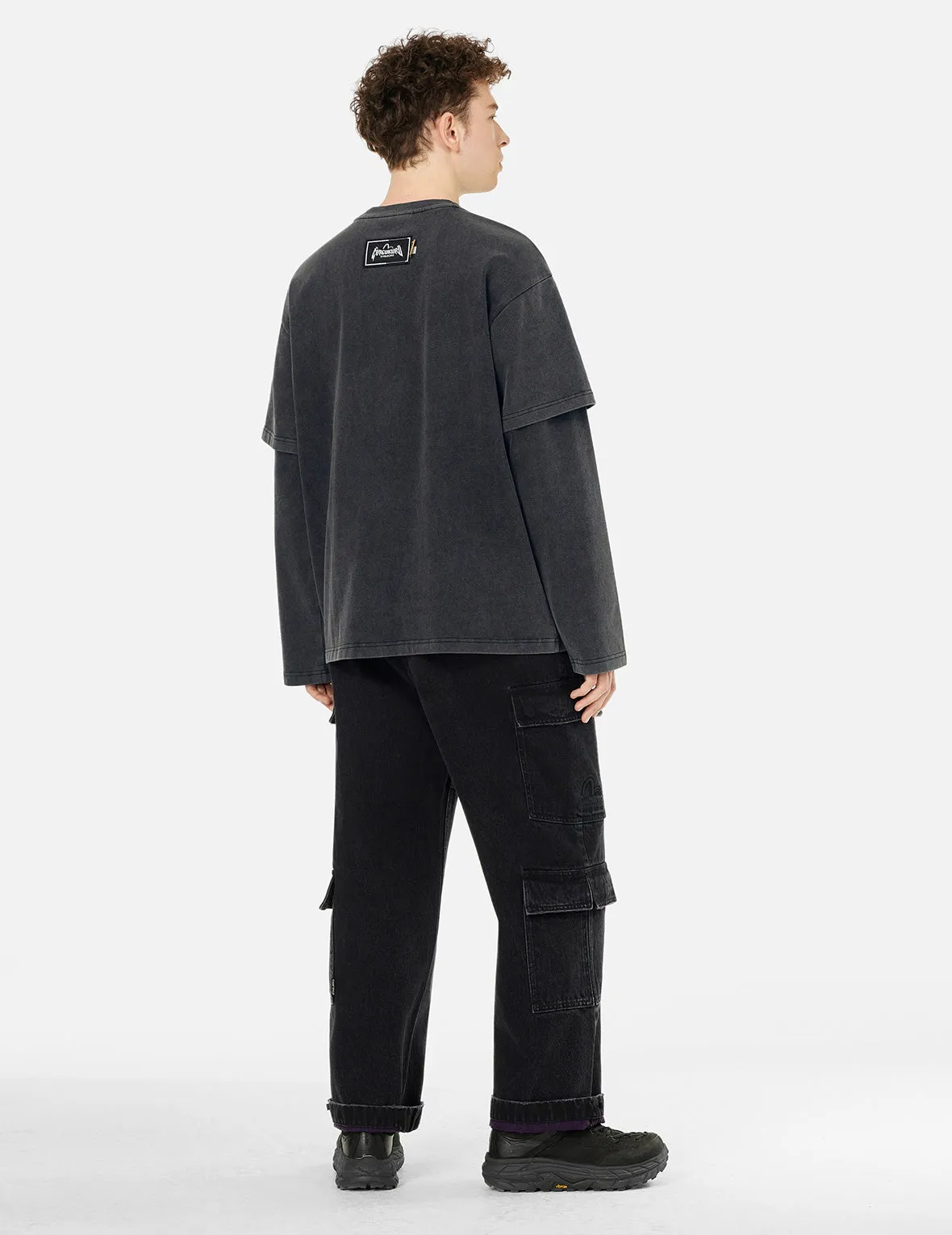 SPRING/ SUMMER COLLECTION 2025 Heavy Washed Regular Fit 2-in-1 Long-Sleeve T-Shirt