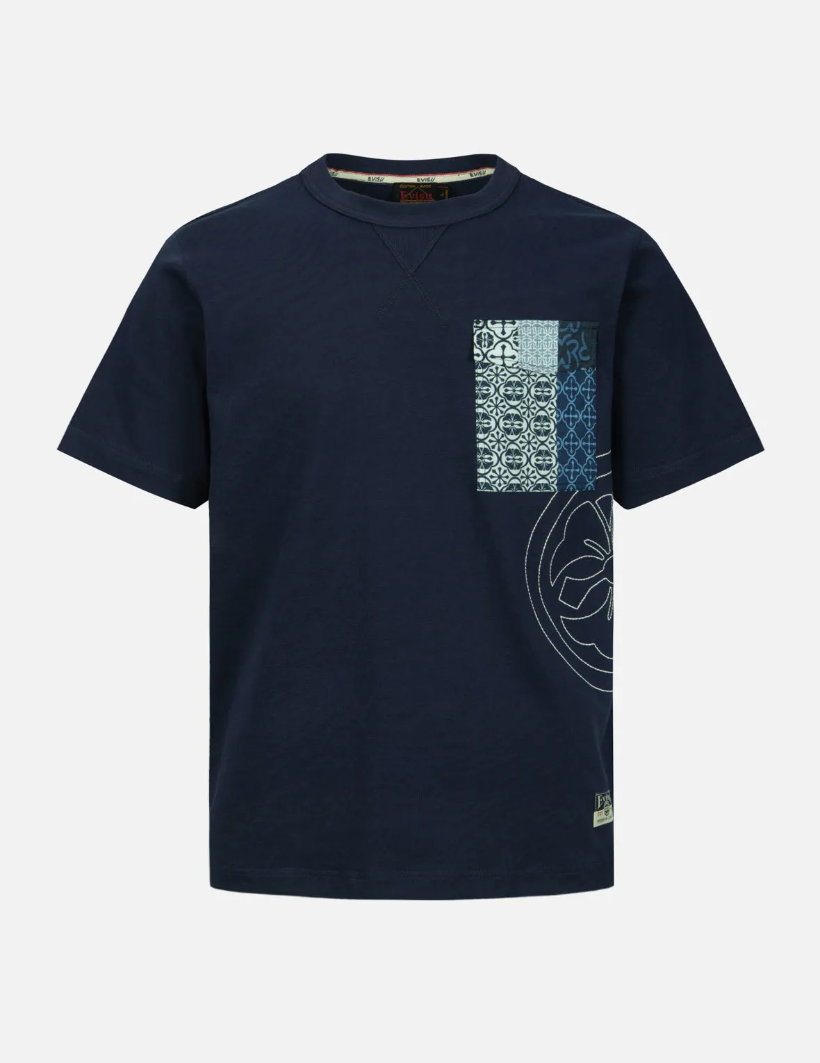 SPRING/ SUMMER COLLECTION 2025 Kamon Stitching with Patterned Pocket Regular Fit T-shirt