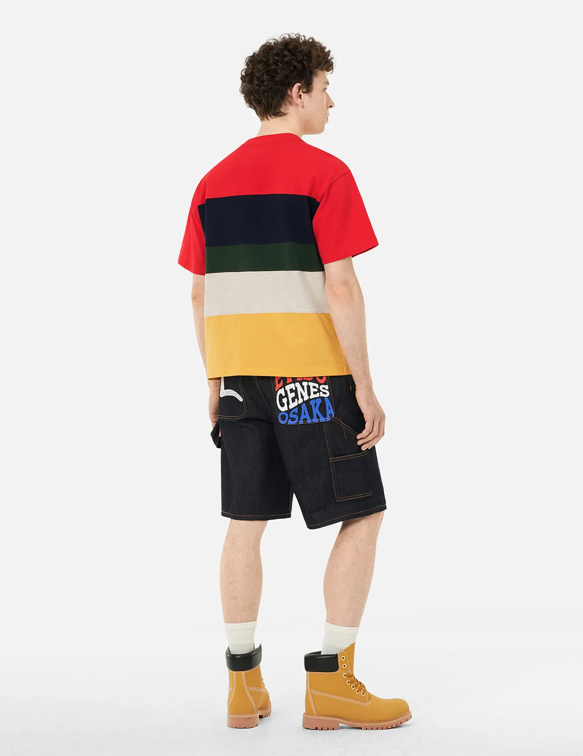 SPRING/ SUMMER COLLECTION 2025 Logo and "91" Appliqué Embroidery Relax Fit Stripe T-Shirt