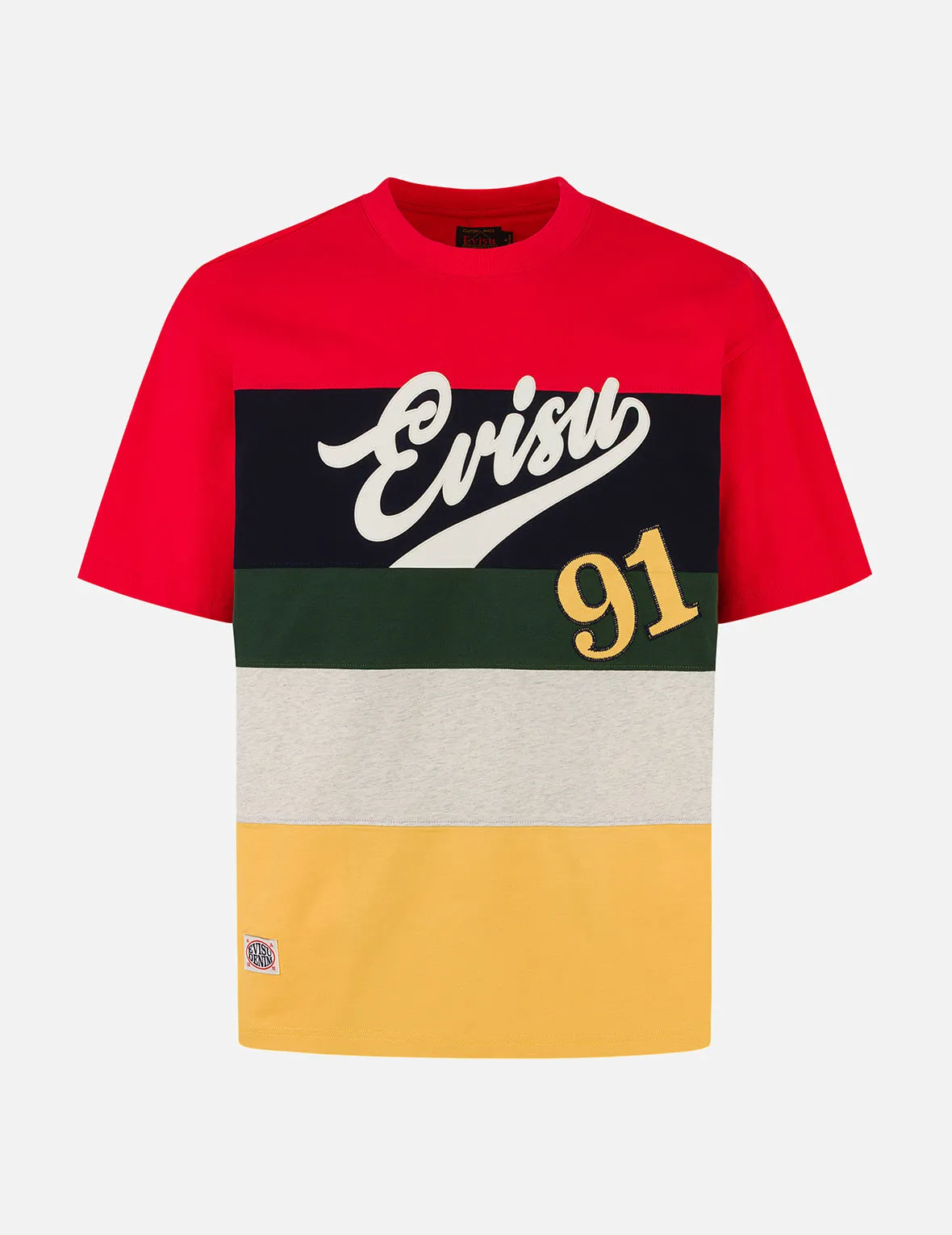 SPRING/ SUMMER COLLECTION 2025 Logo and "91" Appliqué Embroidery Relax Fit Stripe T-Shirt
