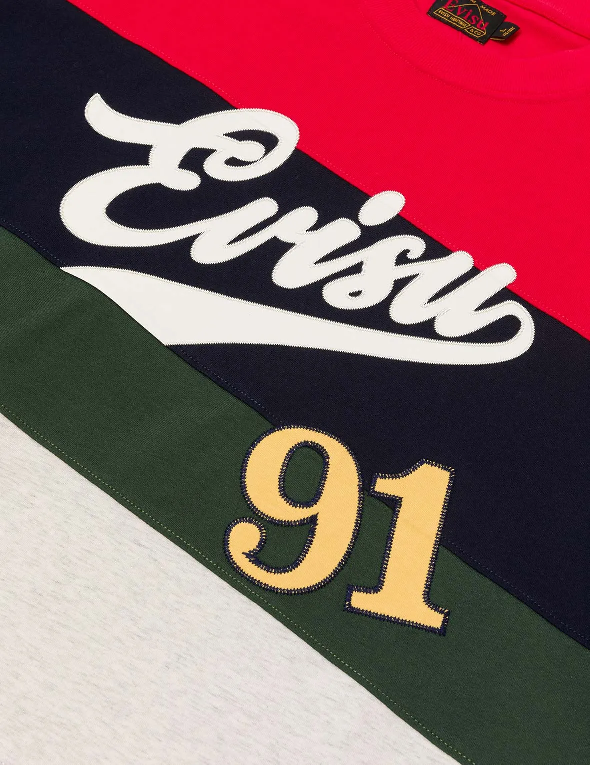 SPRING/ SUMMER COLLECTION 2025 Logo and "91" Appliqué Embroidery Relax Fit Stripe T-Shirt