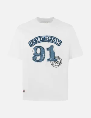SPRING/ SUMMER COLLECTION 2025 Logo and "91" Appliqué Embroidery Relax Fit T-shirt