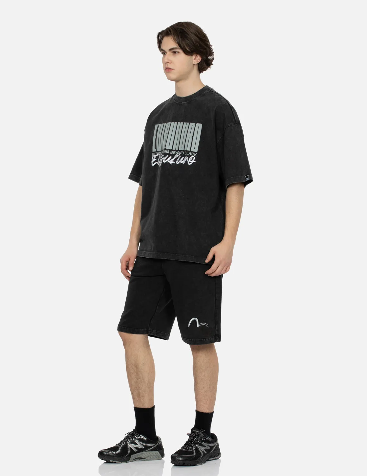 SPRING/ SUMMER COLLECTION 2025 Logo and Slogan Print Oversized Pigment Dye T-Shirt