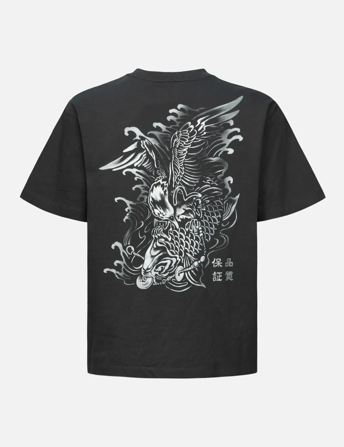 SPRING/ SUMMER COLLECTION 2025 Logo Embroidery and "Soaring Seagull and Dancing Carp" Print Relax Fit T-shirt