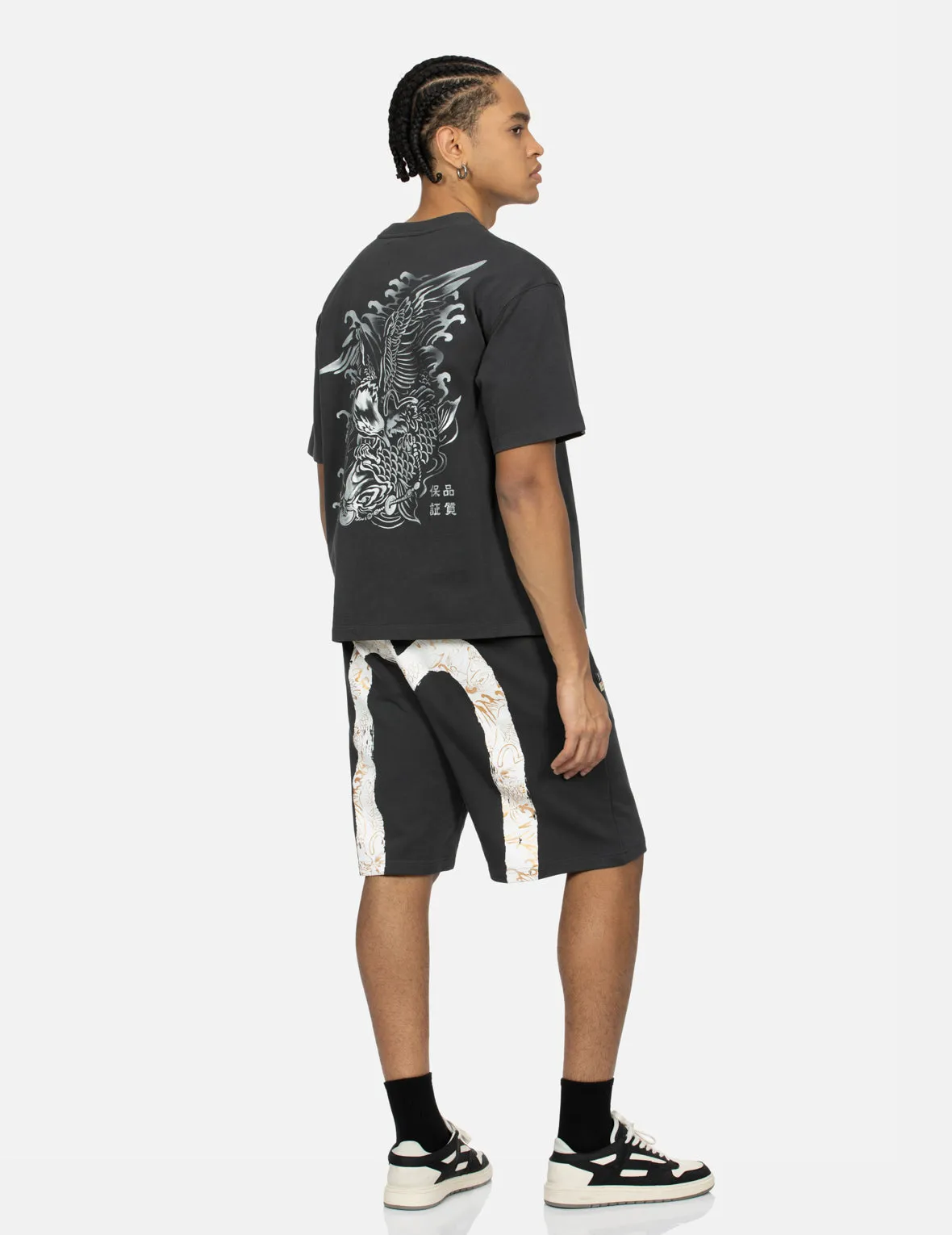SPRING/ SUMMER COLLECTION 2025 Logo Embroidery and "Soaring Seagull and Dancing Carp" Print Relax Fit T-shirt