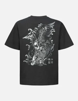 SPRING/ SUMMER COLLECTION 2025 Logo Embroidery and "Soaring Seagull and Dancing Carp" Print Relax Fit T-shirt