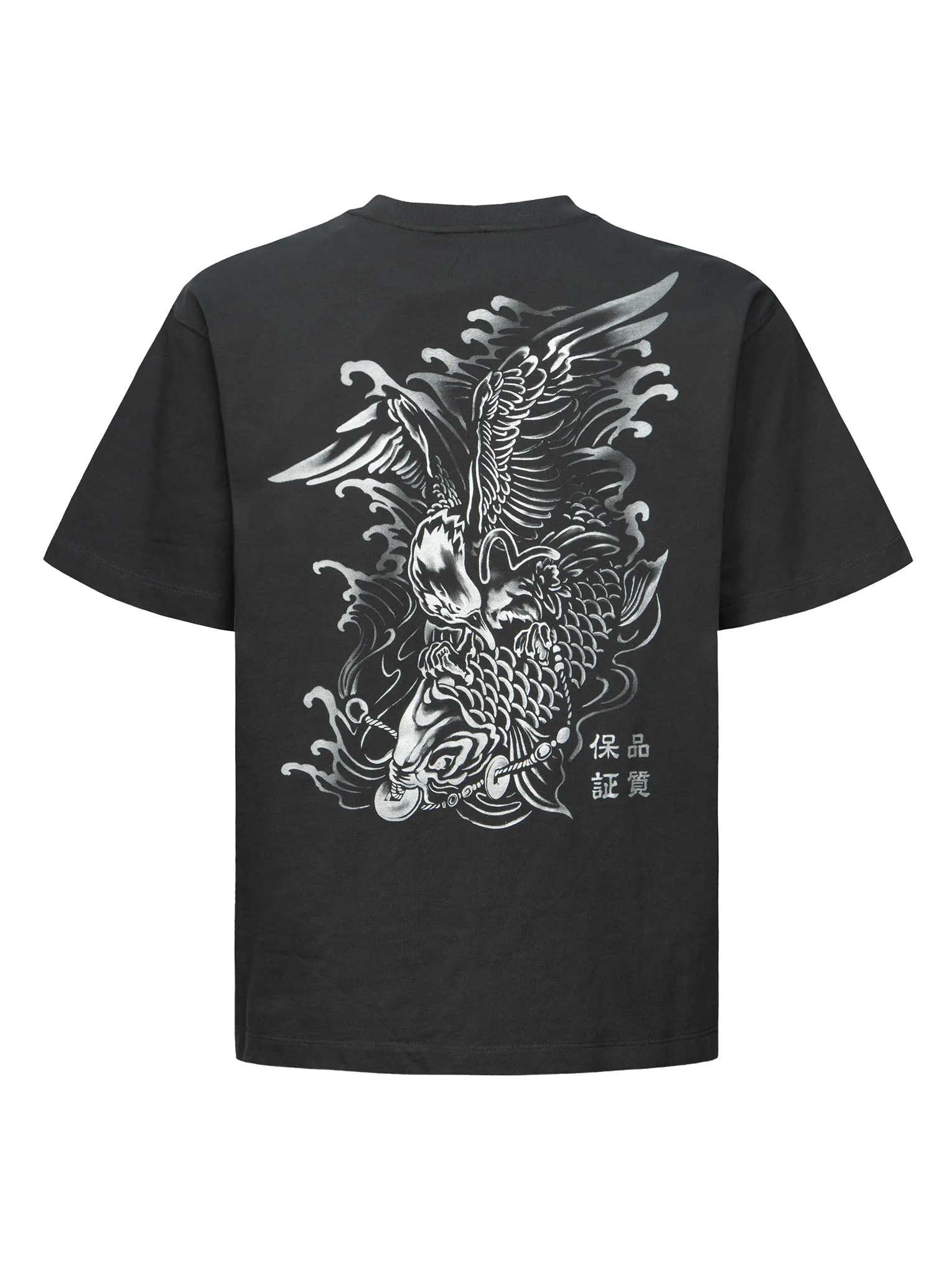 SPRING/ SUMMER COLLECTION 2025 Logo Embroidery and "Soaring Seagull and Dancing Carp" Print Relax Fit T-shirt