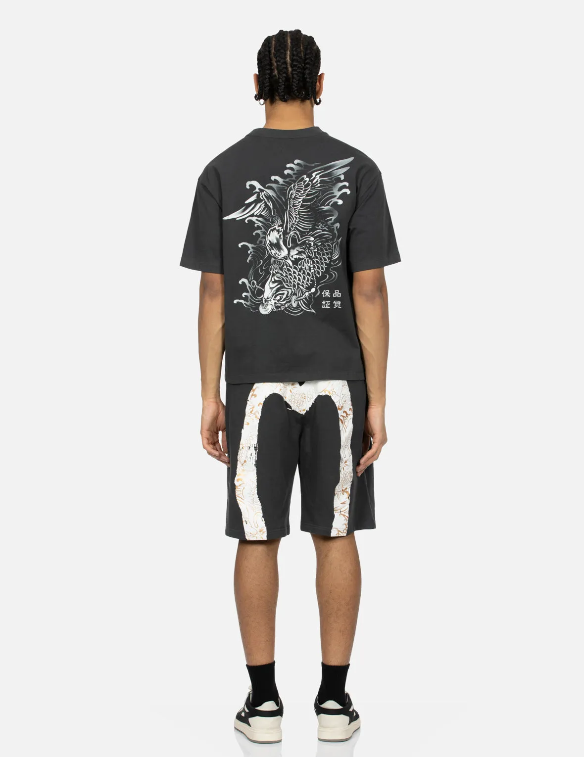 SPRING/ SUMMER COLLECTION 2025 Logo Embroidery and "Soaring Seagull and Dancing Carp" Print Relax Fit T-shirt