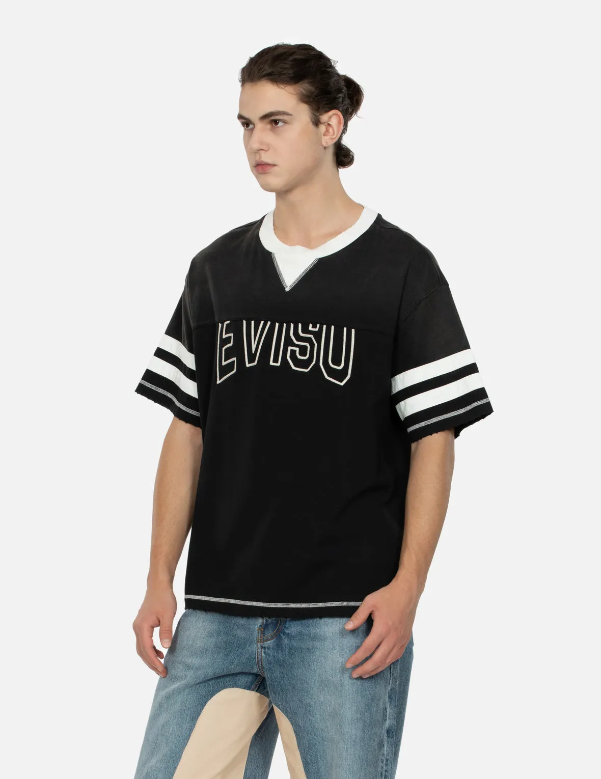 SPRING/ SUMMER COLLECTION 2025 Logo Embroidery Paneling Boxy T-shirt