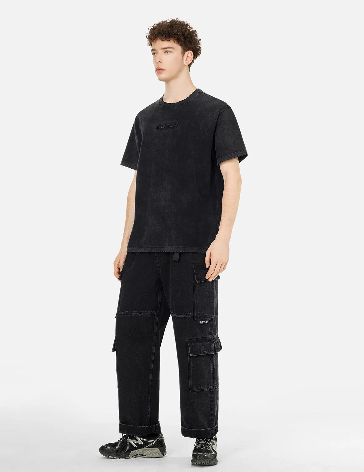 SPRING/ SUMMER COLLECTION 2025 Logo Embroidery Regular Fit Acid-Wash T-Shirt