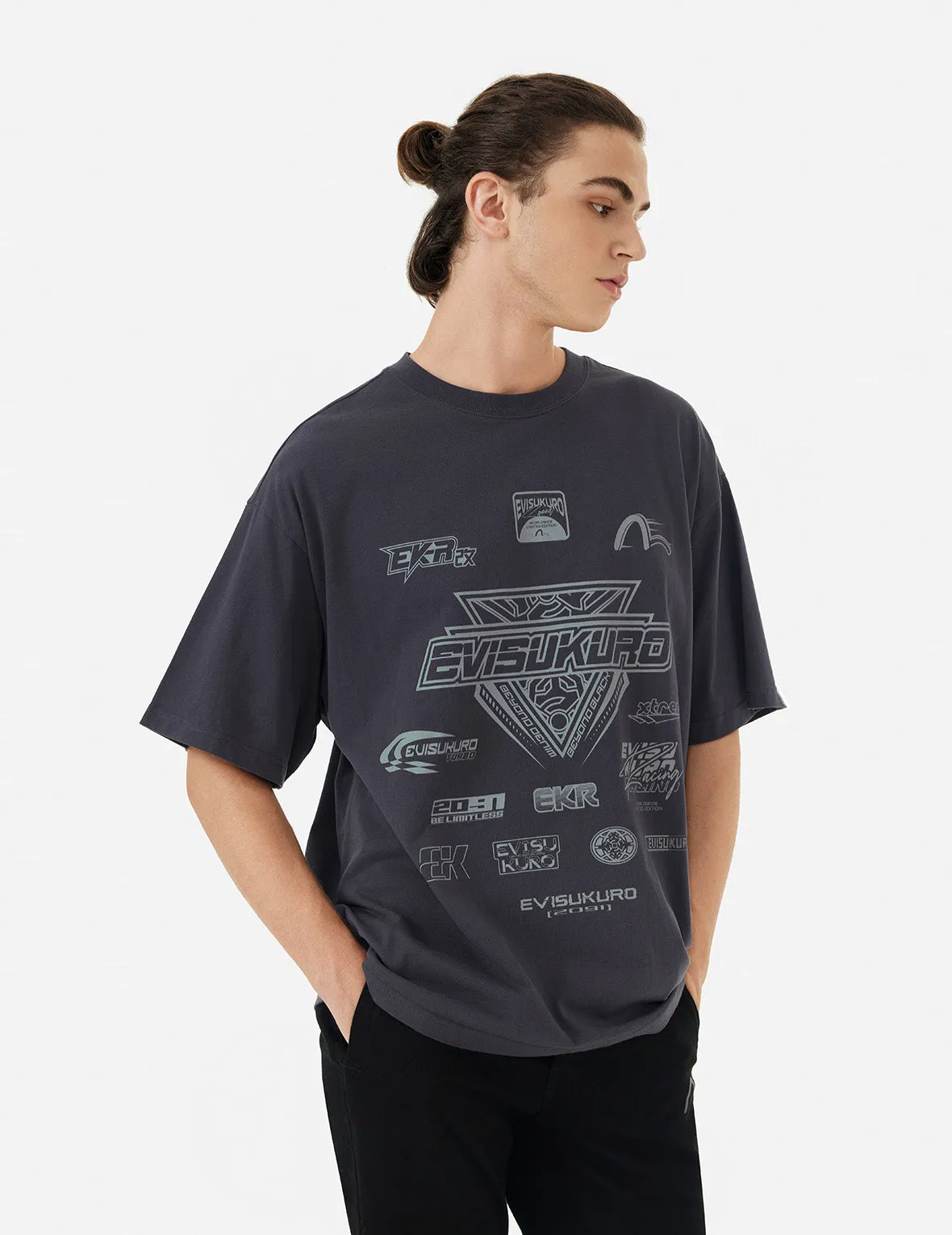 SPRING/ SUMMER COLLECTION 2025 Multi Logo Print Regular Fit Racing T-Shirt