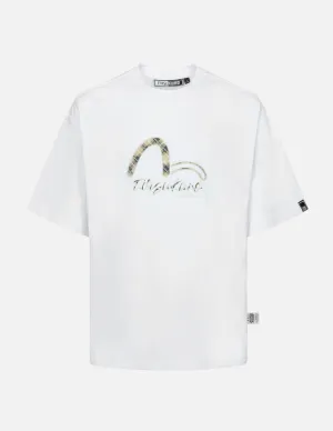 SPRING/ SUMMER COLLECTION 2025 Paisley Check Insert Seagull Loose Fit T-shirt