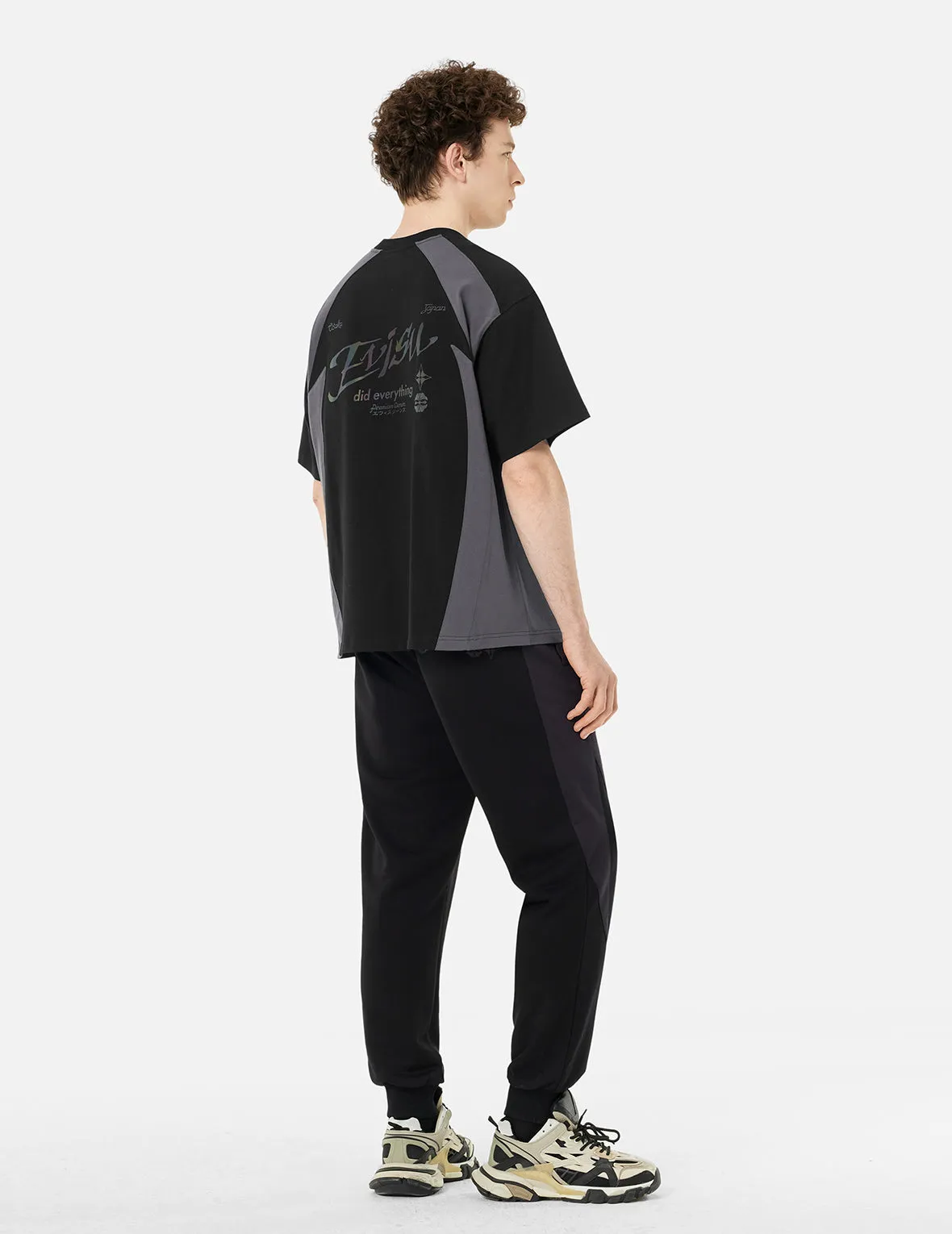 SPRING/ SUMMER COLLECTION 2025 Panel Blocking with Colorful Logo Print Loose Fit T-Shirt