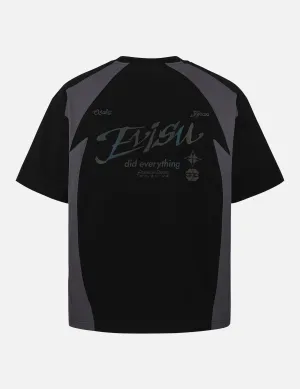 SPRING/ SUMMER COLLECTION 2025 Panel Blocking with Colorful Logo Print Loose Fit T-Shirt