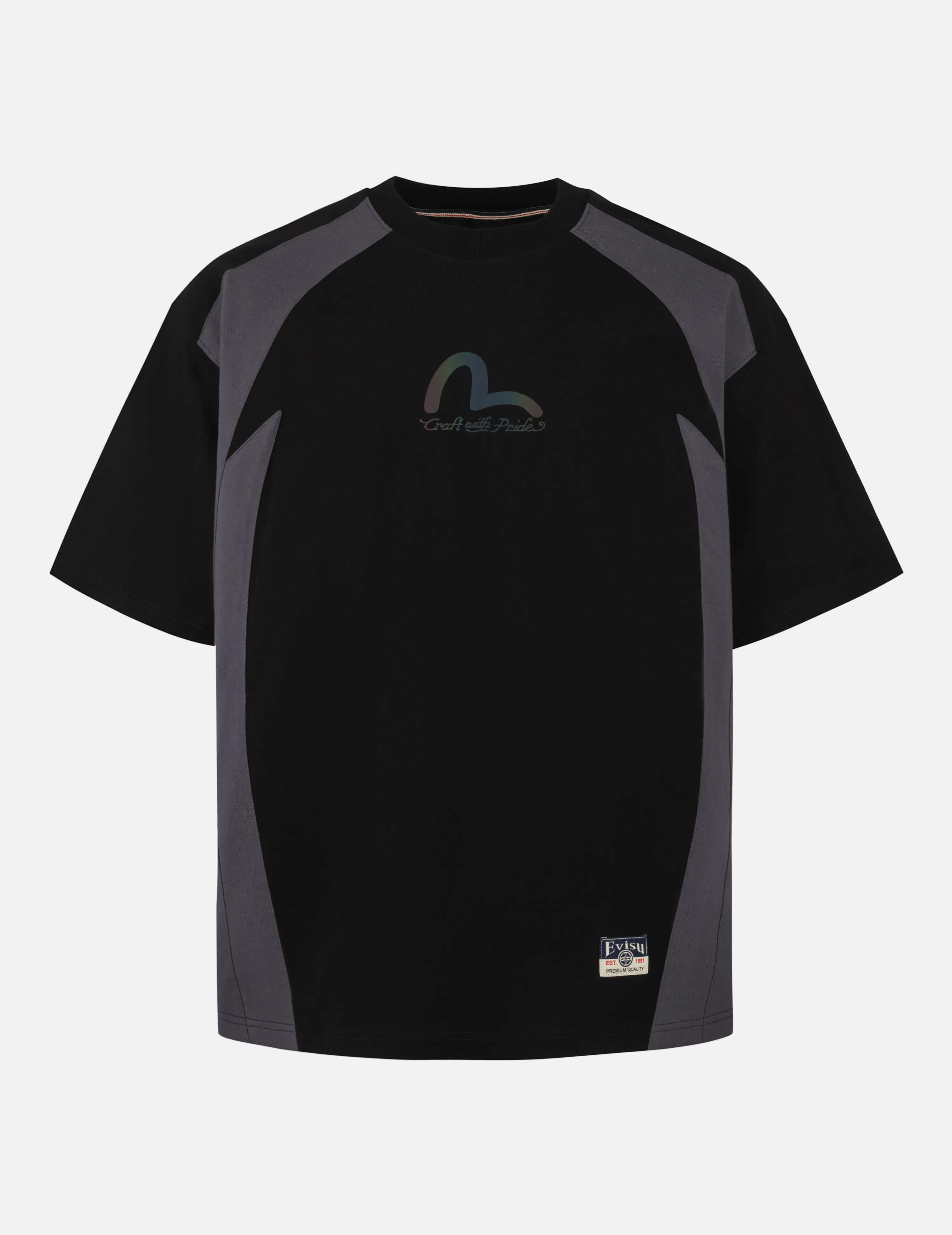 SPRING/ SUMMER COLLECTION 2025 Panel Blocking with Colorful Logo Print Loose Fit T-Shirt