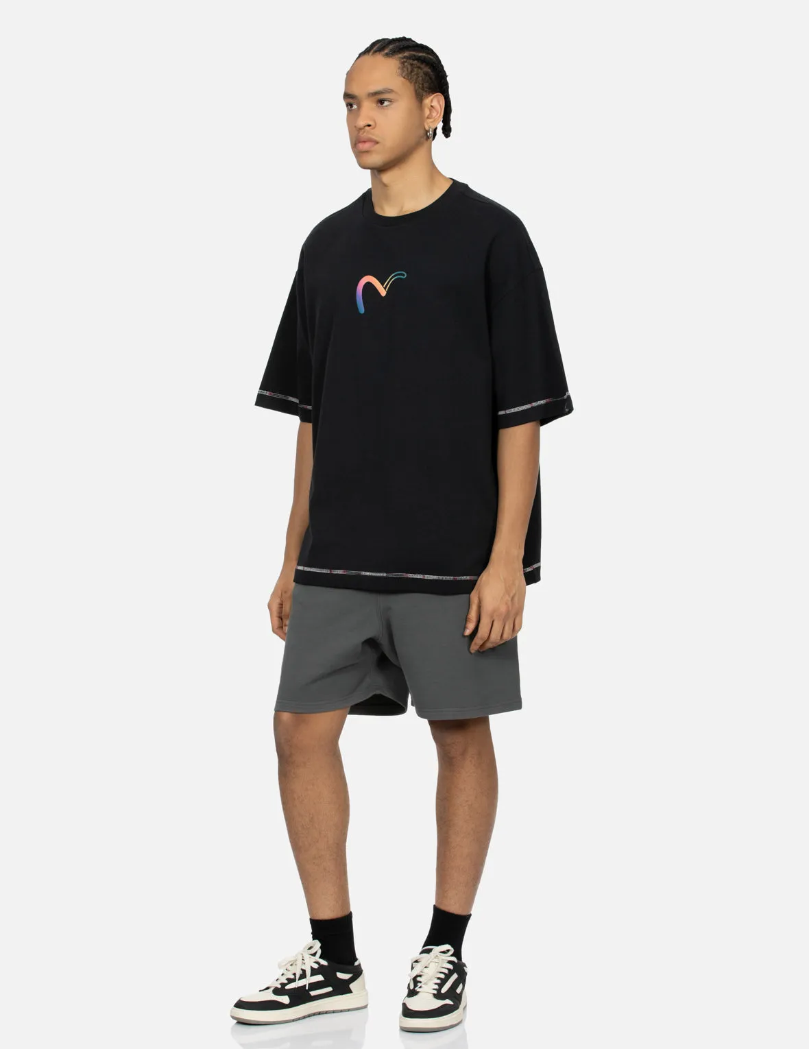 SPRING/ SUMMER COLLECTION 2025 Rainbow Seagull and Logo Print Oversized T-Shirt
