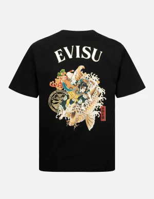 SPRING/ SUMMER COLLECTION 2025 Sea God Print and Seagull Brocade Appliqué  Regular Fit T-shirt
