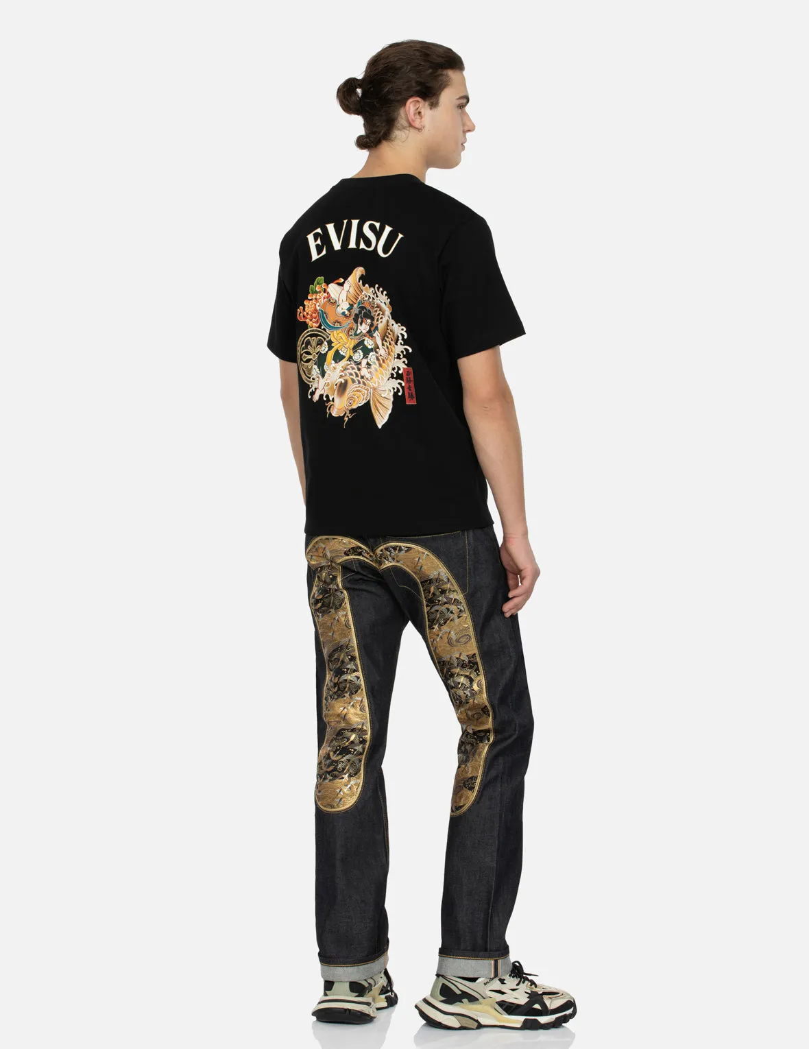 SPRING/ SUMMER COLLECTION 2025 Sea God Print and Seagull Brocade Appliqué  Regular Fit T-shirt