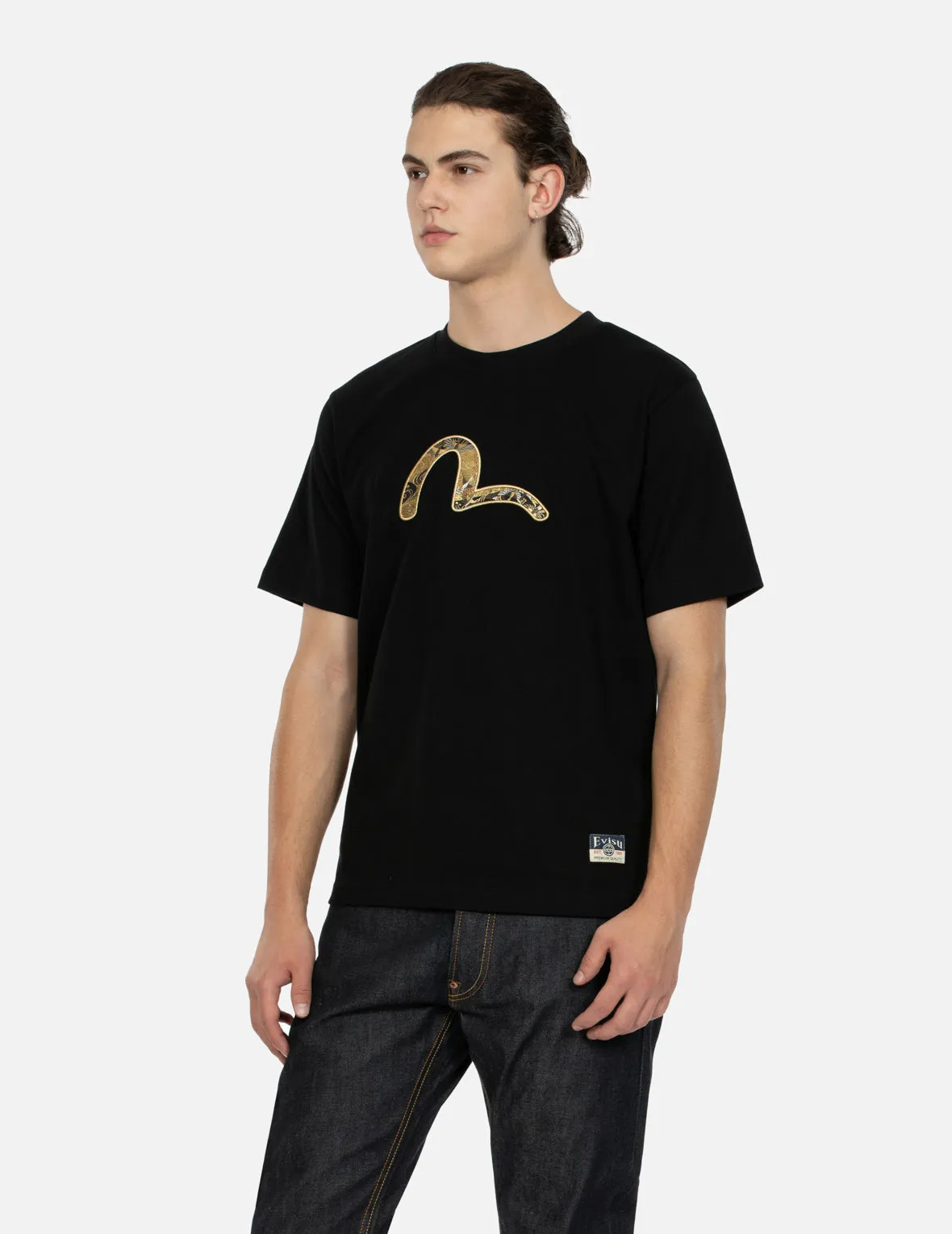 SPRING/ SUMMER COLLECTION 2025 Sea God Print and Seagull Brocade Appliqué  Regular Fit T-shirt