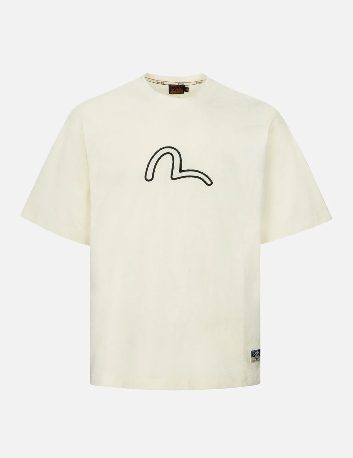 SPRING/ SUMMER COLLECTION 2025 Seagull Embroidery and Allover Flocking Patterns Relax Fit T-shirt