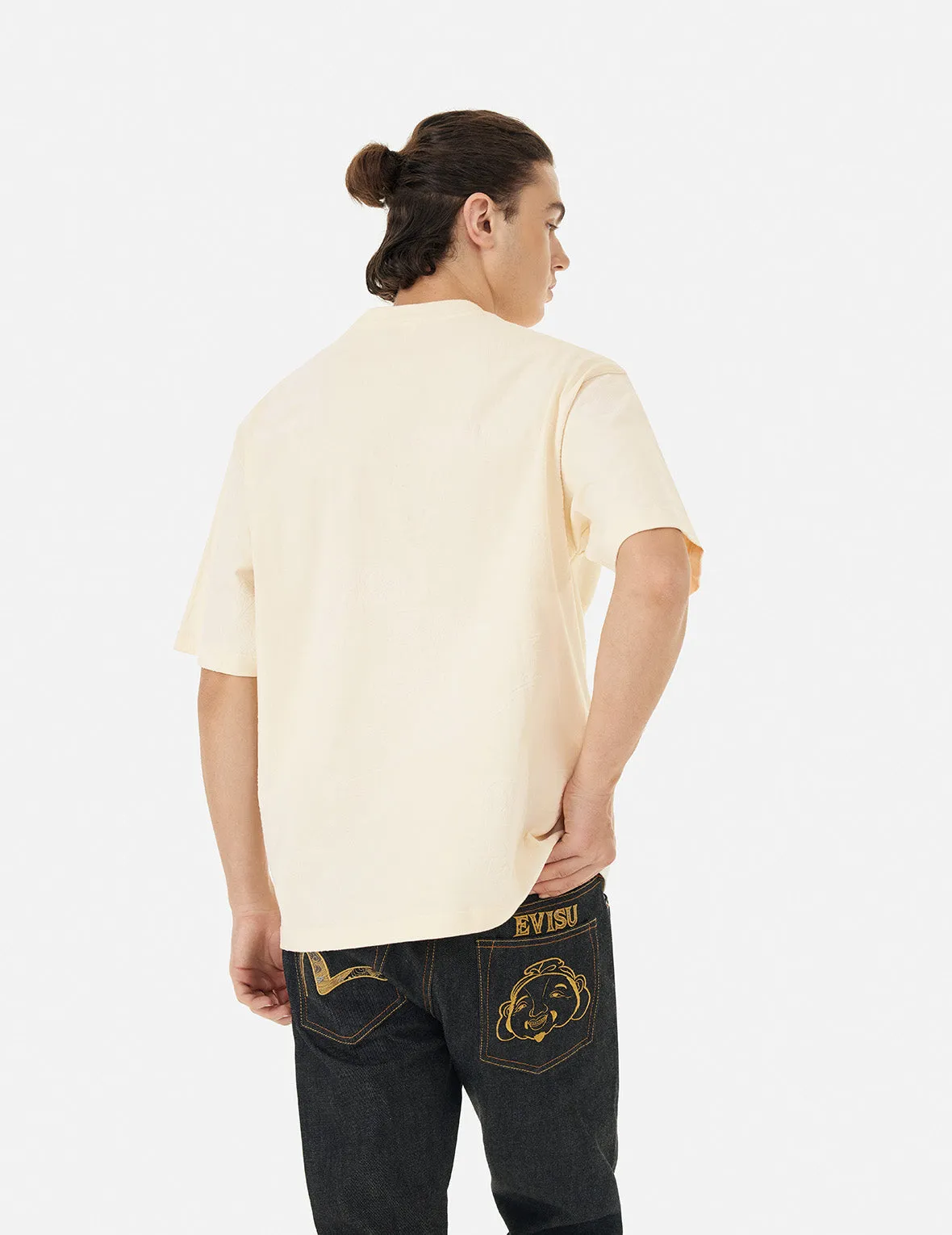 SPRING/ SUMMER COLLECTION 2025 Seagull Embroidery and Allover Flocking Patterns Relax Fit T-shirt