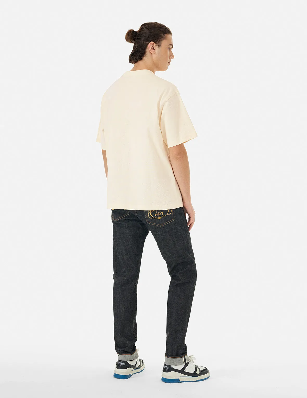 SPRING/ SUMMER COLLECTION 2025 Seagull Embroidery and Allover Flocking Patterns Relax Fit T-shirt