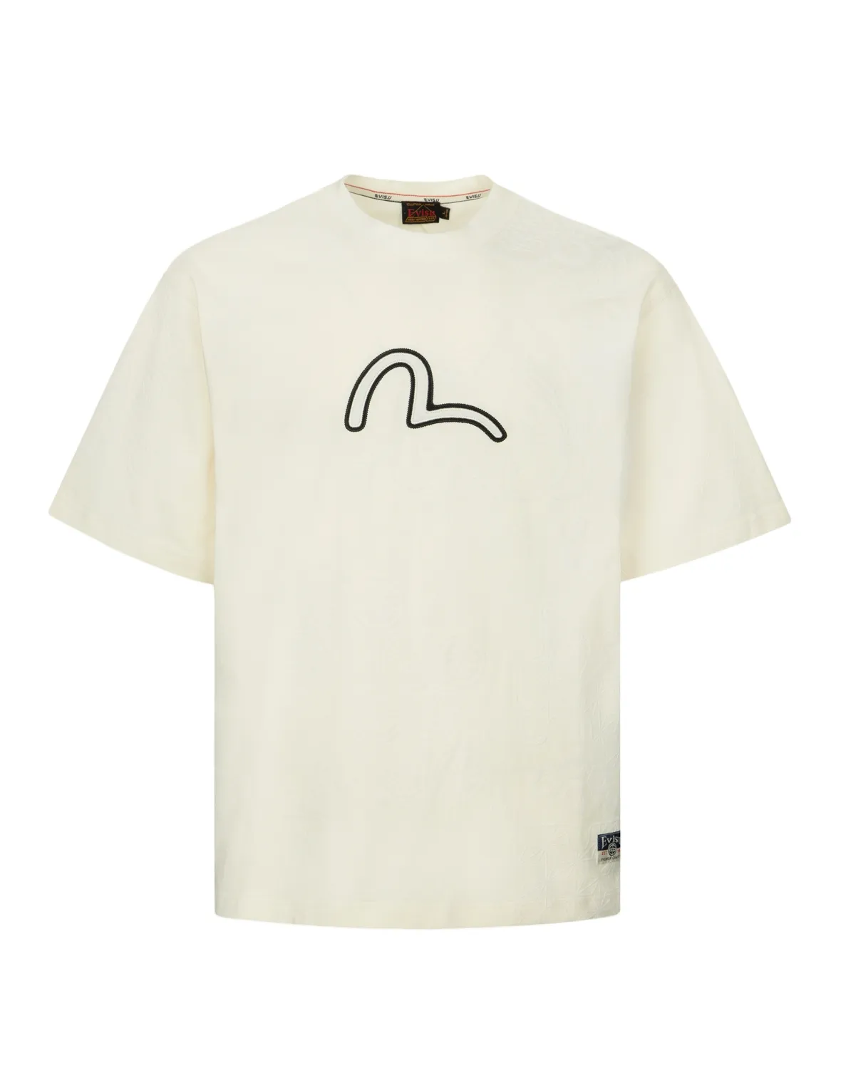 SPRING/ SUMMER COLLECTION 2025 Seagull Embroidery and Allover Flocking Patterns Relax Fit T-shirt