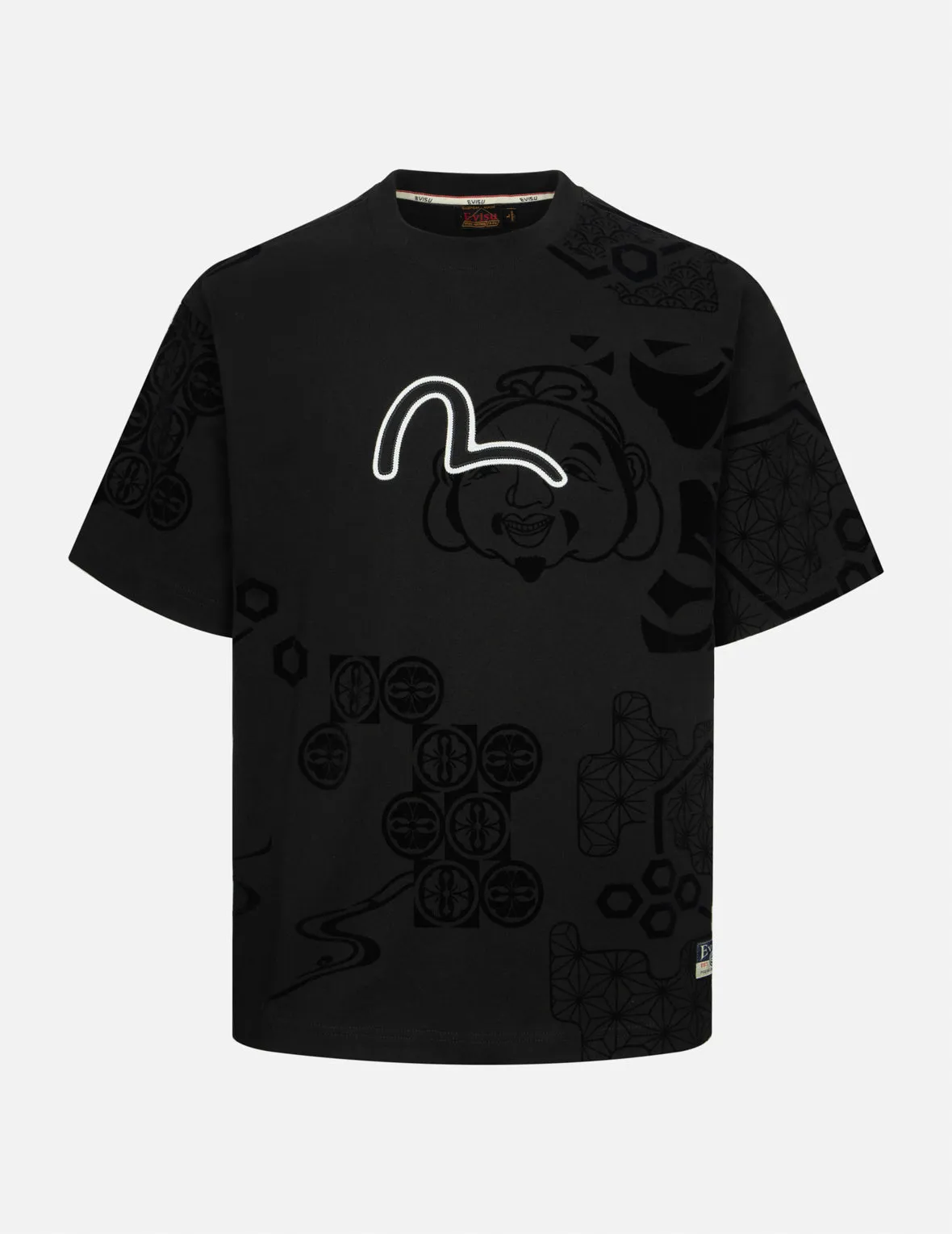 SPRING/ SUMMER COLLECTION 2025 Seagull Embroidery and Allover Flocking Patterns Relax Fit T-shirt