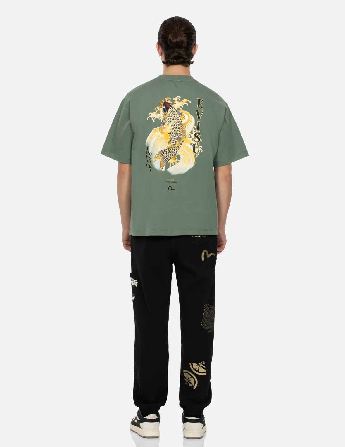SPRING/ SUMMER COLLECTION 2025 Seagull Embroidery and Carp Print Relax Fit T-shirt