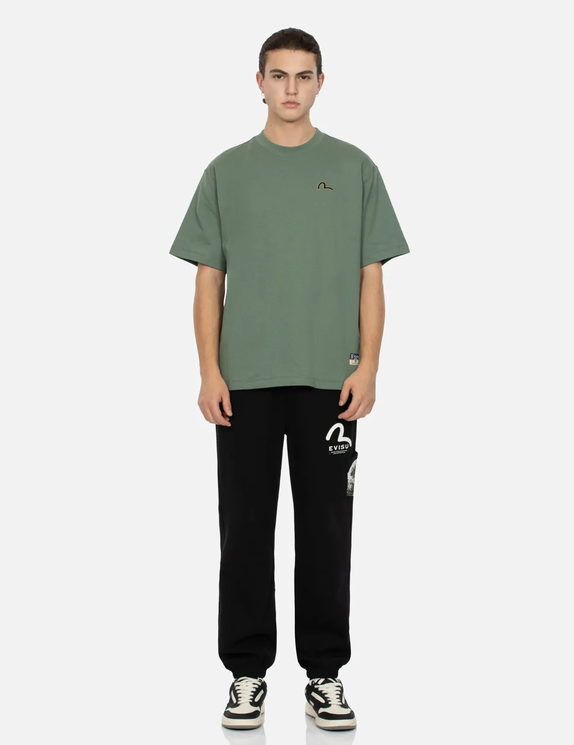 SPRING/ SUMMER COLLECTION 2025 Seagull Embroidery and Carp Print Relax Fit T-shirt