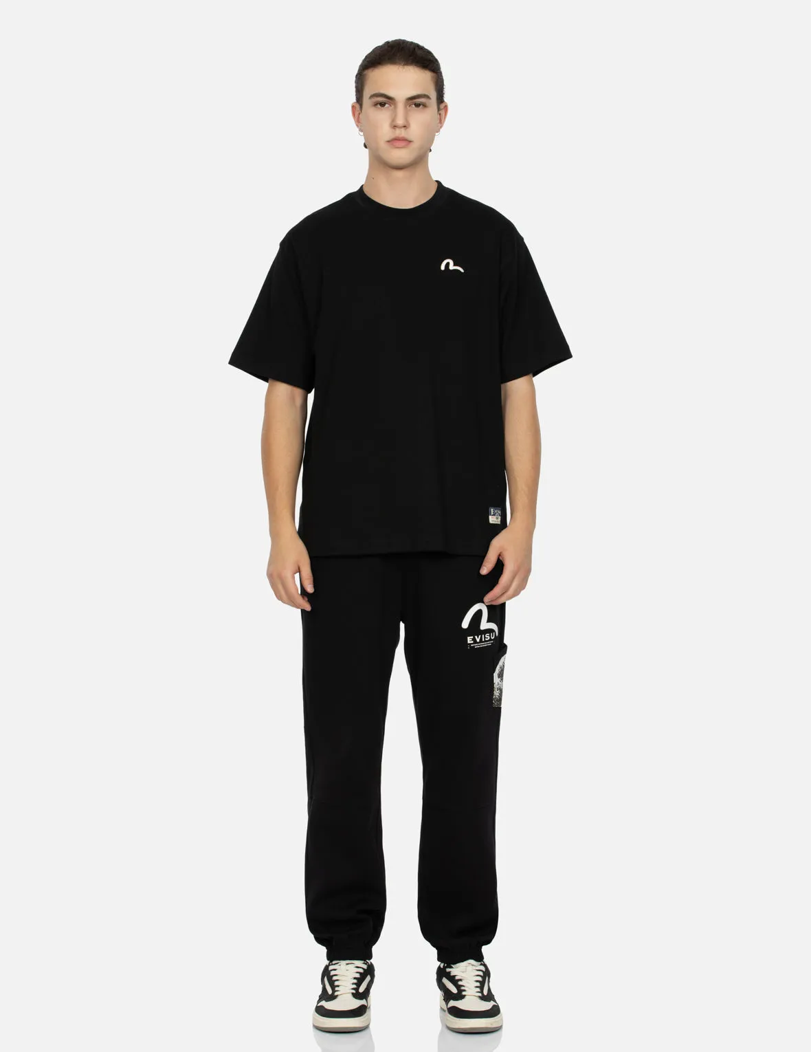 SPRING/ SUMMER COLLECTION 2025 Seagull Embroidery and Carp Print Relax Fit T-shirt