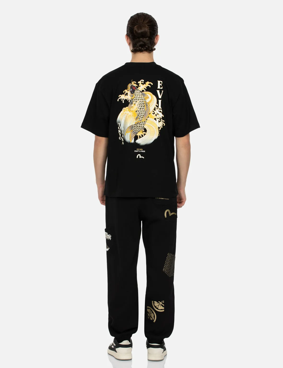 SPRING/ SUMMER COLLECTION 2025 Seagull Embroidery and Carp Print Relax Fit T-shirt
