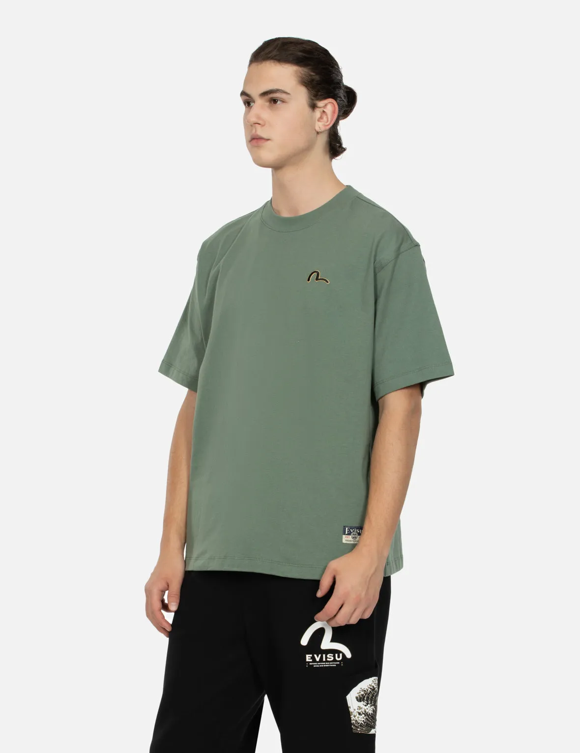 SPRING/ SUMMER COLLECTION 2025 Seagull Embroidery and Carp Print Relax Fit T-shirt