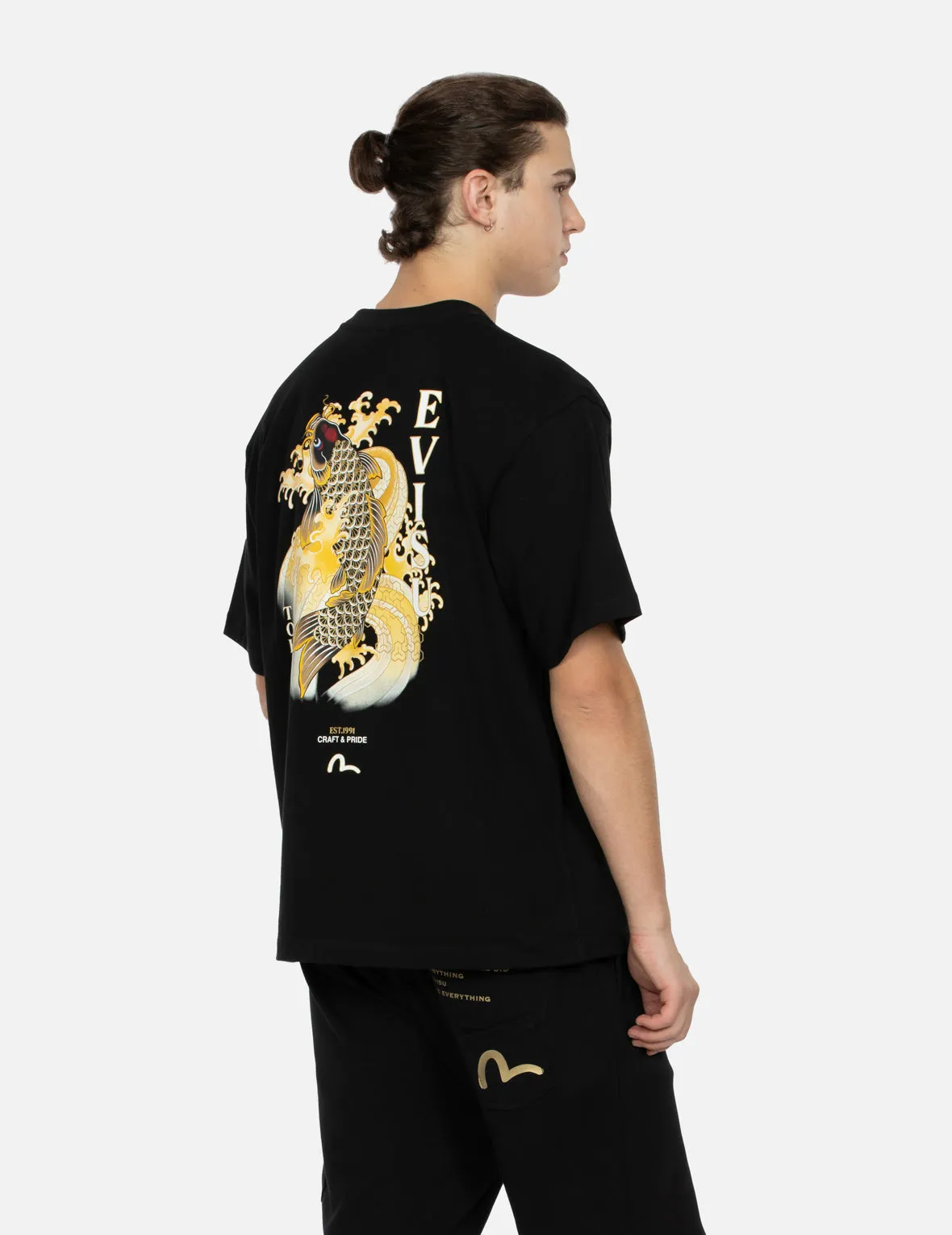 SPRING/ SUMMER COLLECTION 2025 Seagull Embroidery and Carp Print Relax Fit T-shirt