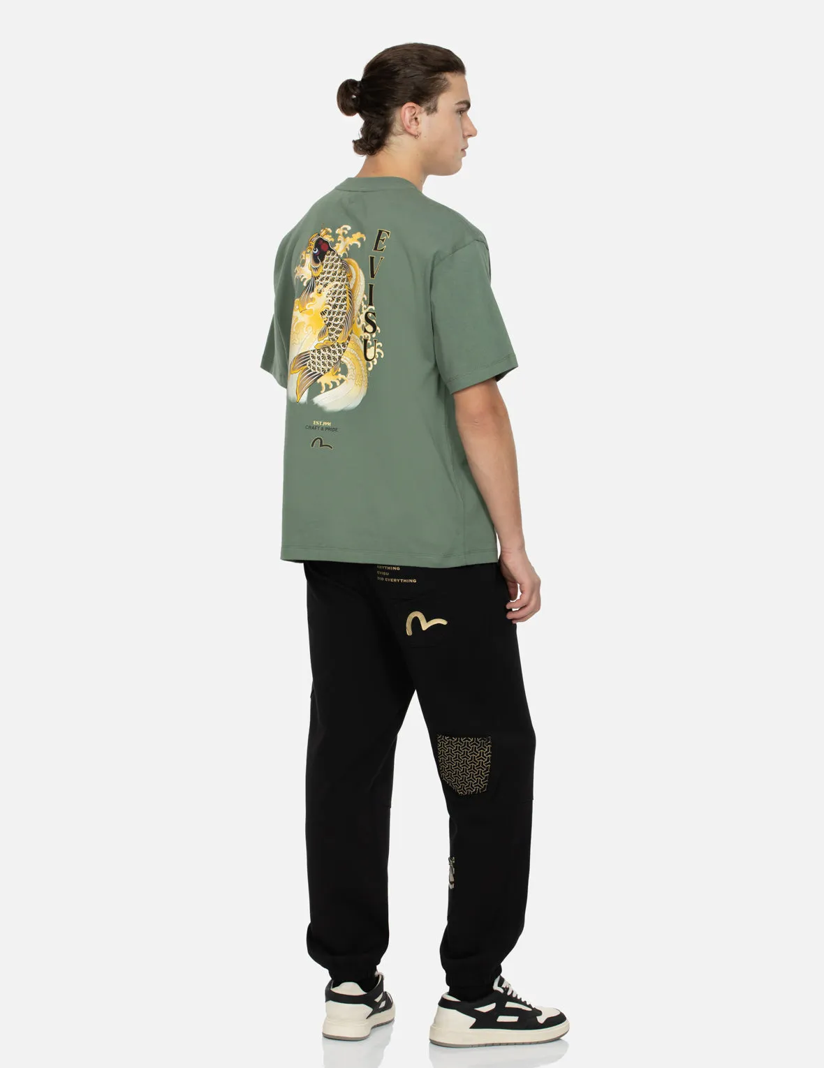 SPRING/ SUMMER COLLECTION 2025 Seagull Embroidery and Carp Print Relax Fit T-shirt