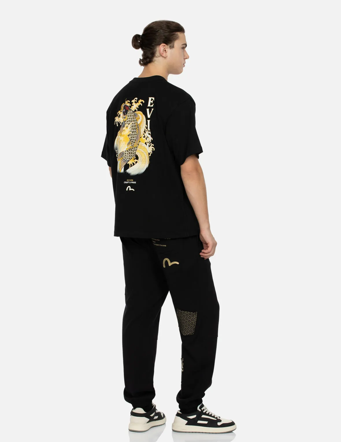 SPRING/ SUMMER COLLECTION 2025 Seagull Embroidery and Carp Print Relax Fit T-shirt