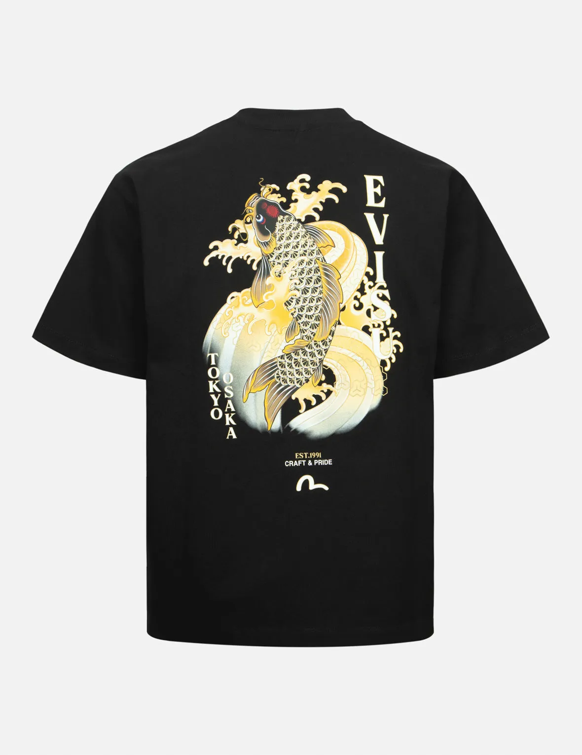 SPRING/ SUMMER COLLECTION 2025 Seagull Embroidery and Carp Print Relax Fit T-shirt