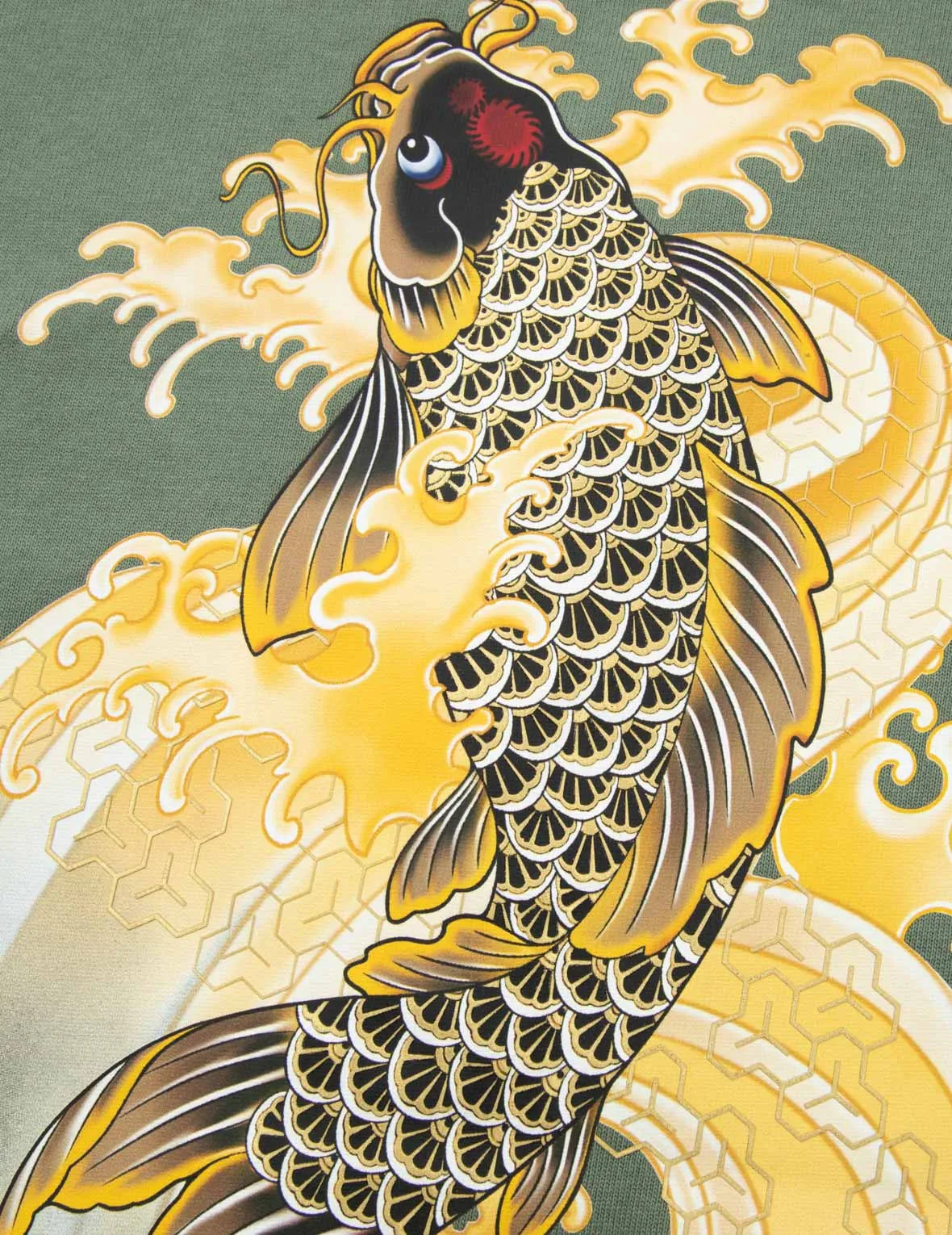 SPRING/ SUMMER COLLECTION 2025 Seagull Embroidery and Carp Print Relax Fit T-shirt
