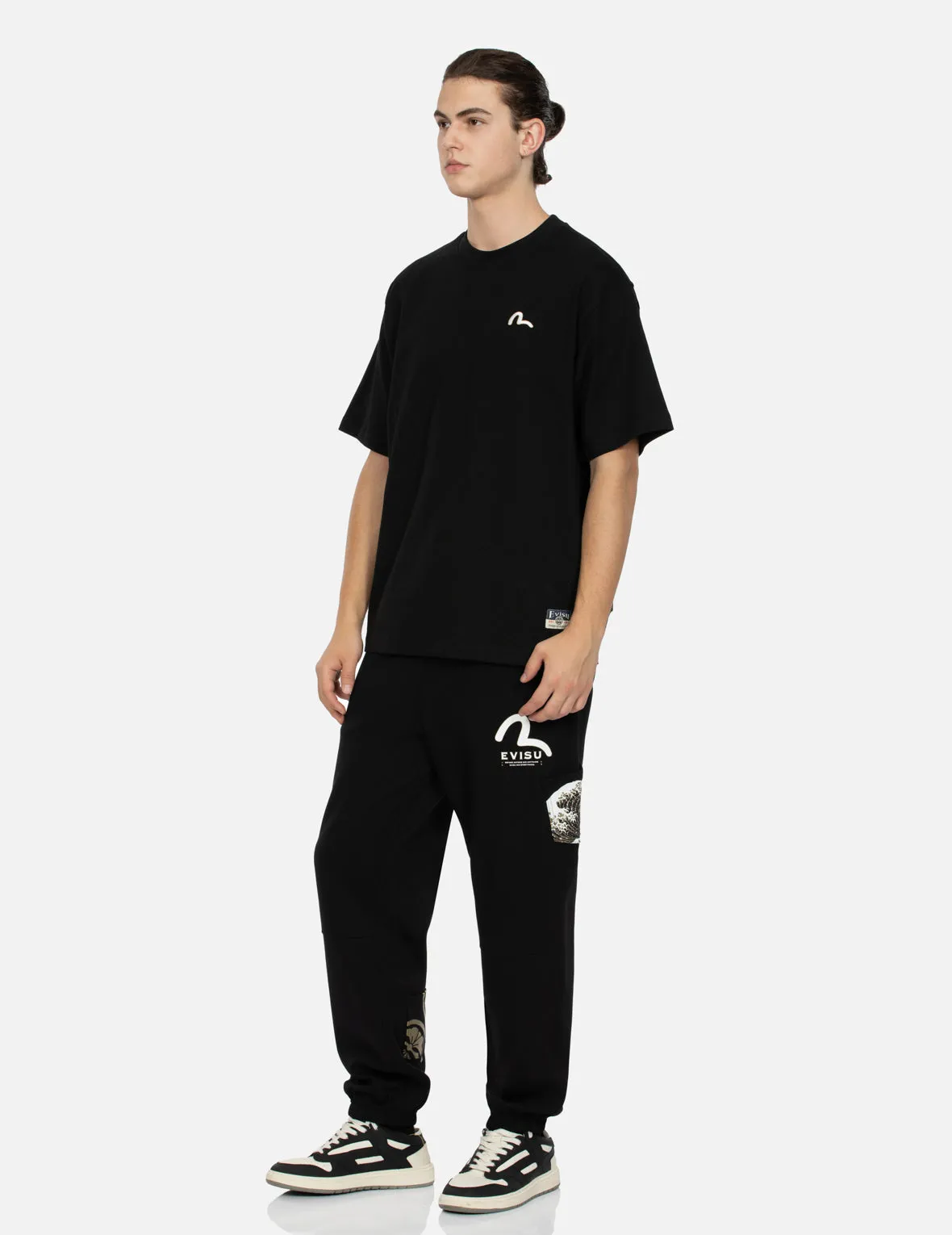 SPRING/ SUMMER COLLECTION 2025 Seagull Embroidery and Carp Print Relax Fit T-shirt