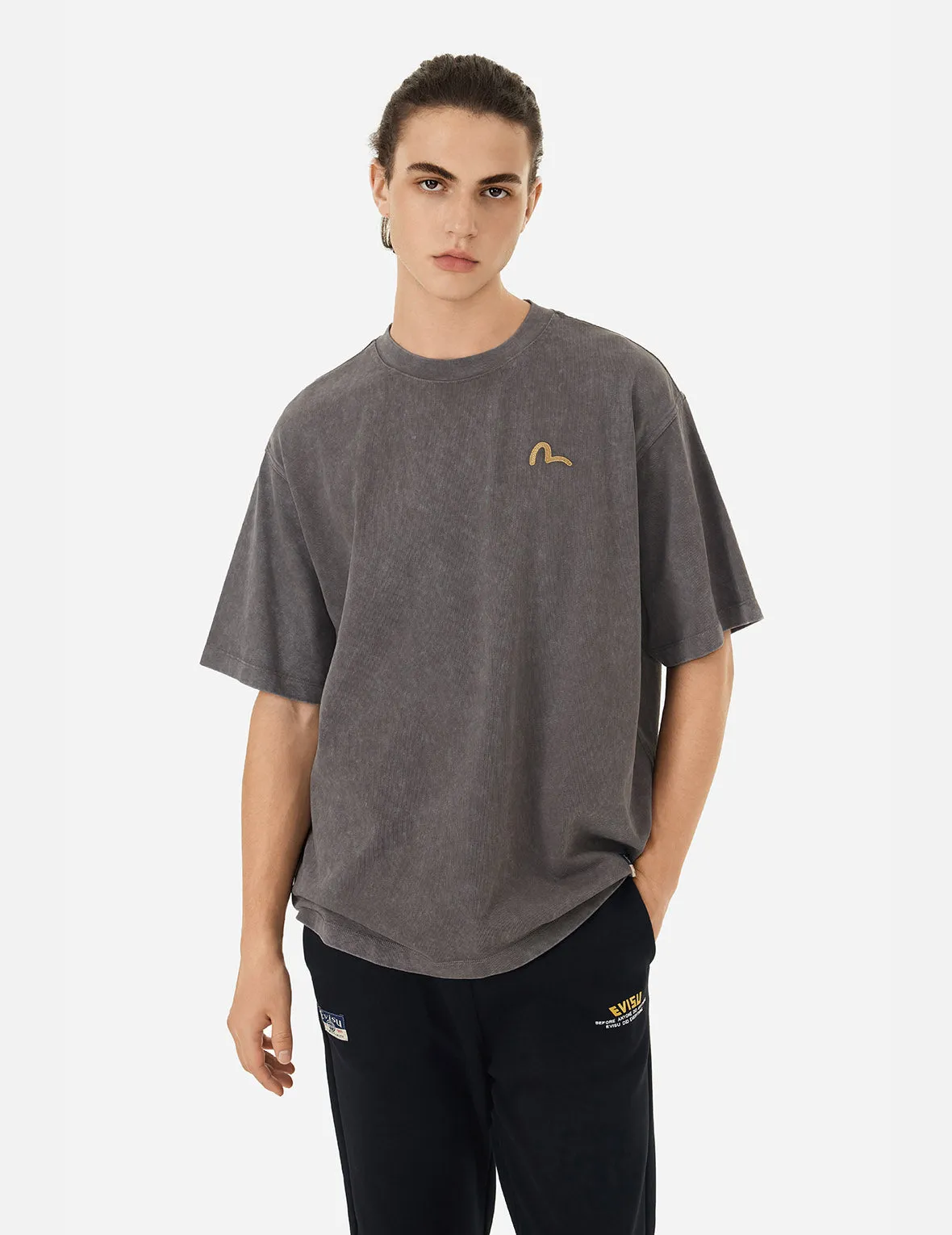 SPRING/ SUMMER COLLECTION 2025 Seagull Embroidery Washed Relax Fit T-shirt