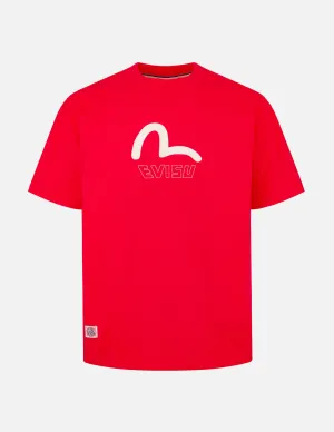 SPRING/ SUMMER COLLECTION 2025 Seagull Print and Stitched Logo Embroidery Relax Fit T-shirt